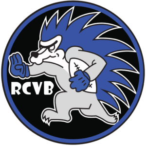 Le logo de RCVB est circulaire avec un fond noir et une bordure bleue et blanche. &Agrave; l&rsquo;int&eacute;rieur, il pr&eacute;sente un h&eacute;risson stylis&eacute; et caricatural avec des piquants bleus et un corps gris, repr&eacute;sent&eacute; dans une pose de course dynamique, comme s&rsquo;il jouait au rugby. Le h&eacute;risson a une expression d&eacute;termin&eacute;e, avec un bras tendu vers l'avant pour garder l'&eacute;quilibre et l'autre bras serrant un ballon de rugby blanc marqu&eacute; de coutures. Il porte des gants bleus aux deux mains. Les lettres &laquo; RCVB &raquo; sont bien en &eacute;vidence en blanc sur le c&ocirc;t&eacute; gauche du logo.